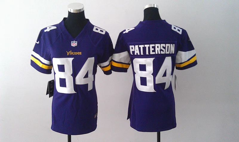 Женские футболки Minnesota s, 5 Teddy Bridgewater 28 Adrian Peterson 84 Cordarrelle Patterson - Цвет: Красный