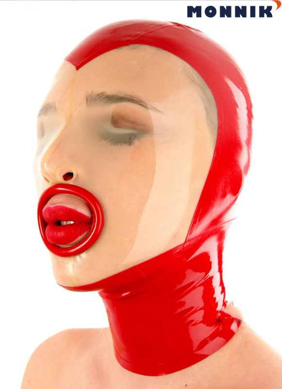 

MONNIK latex Latex Headset Beauty Mask Adult Mouth Edge Roll Plays Latx Hood Mask Latex mask