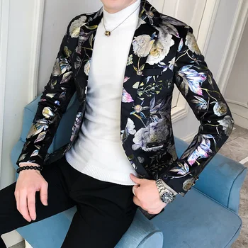 

Terno Masculino Flower Blazer Men New Pattern Suit Jacket Business Causal 2020 Men Slim Fit Blazers Wedding Party Prom Blazer