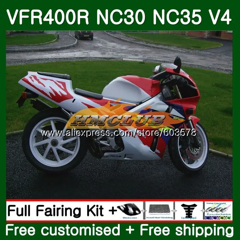 VFR400 R для HONDA VFR400R NC35 1993 1994 1995 1996 1997 1998 99CL. 47 ЛРВ 400 R NC24 93 94 95 96 97 98 белые, красные обтекатели