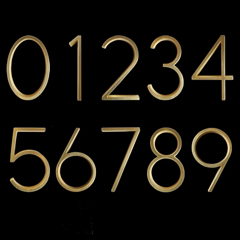 5 Inch 125mm House Signs Black Gold Floating Modern House Number Satin Brass House Number Address Sign #0-9 Color : 0, Size : 125mm