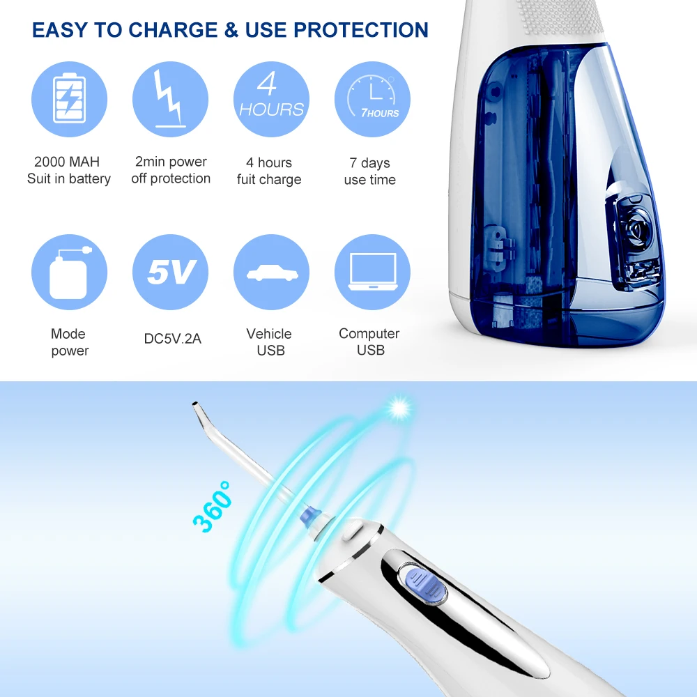 Ирригатор для полости рта Waterpulse V400 портативный беспроводной Стоматологический