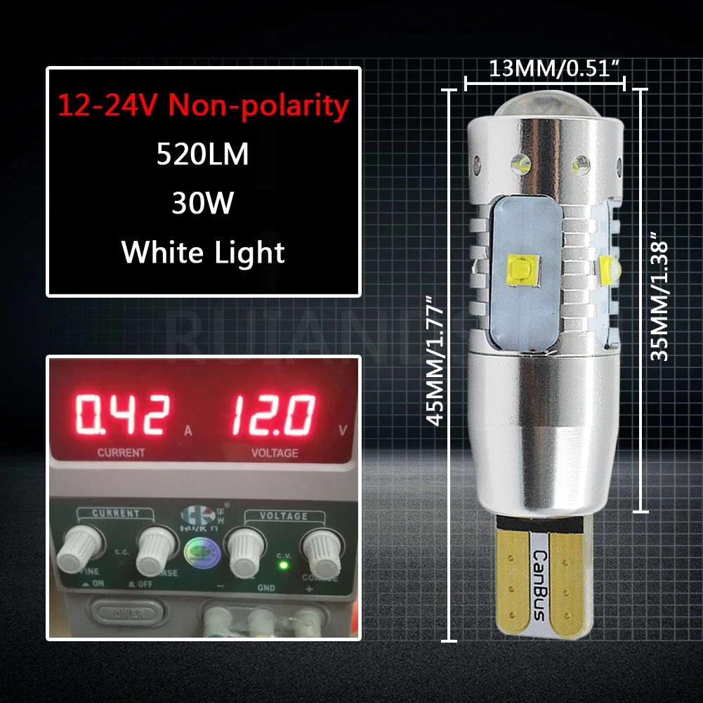1 шт. ac12в 24 В Высокая мощность 30 Вт/50 Вт/60 Вт/80 Вт Автомобильные T10 светодиодные фонари Canbus W5W 168 194 резервный обратный Купол номерного знака - Испускаемый цвет: 30W