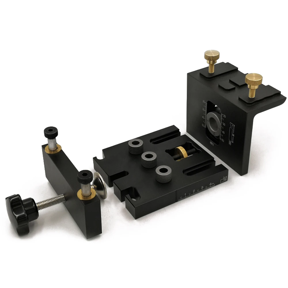 

3-in-1 Woodworking Doweling Jig Locator Carpentry Tools with Positioning Clip Adjustable Drilling Guide Puncher Doweling Tool