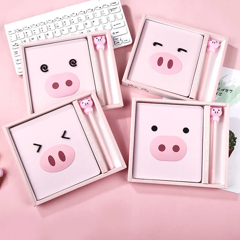Очаровательная свинка, ноутбук, розовое сердце девушки, мультфильм, милый креативный блокнот, ручная книга, подарок на день детей, наборы ручек