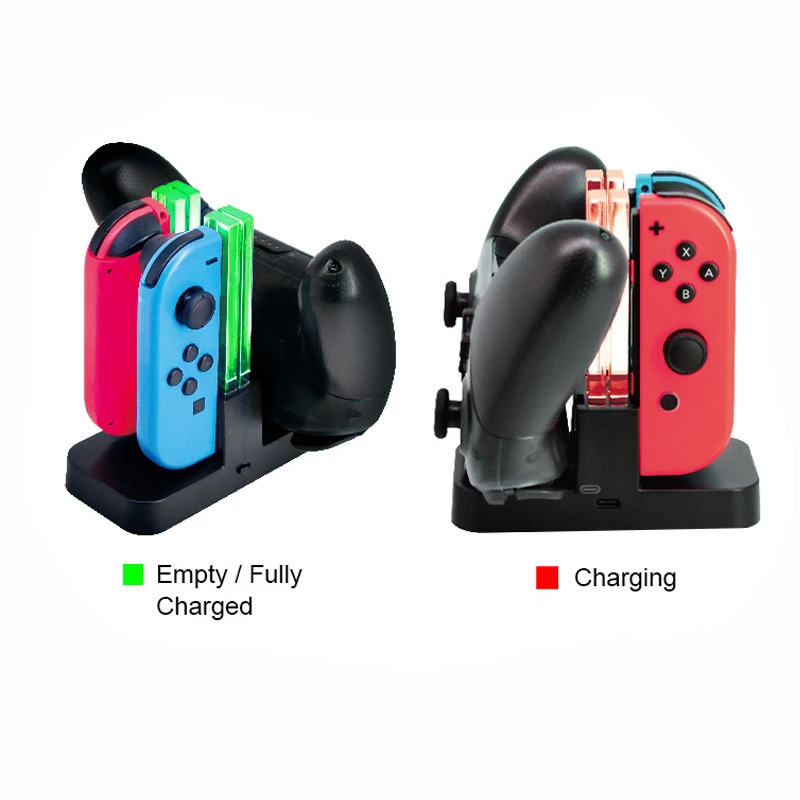 Зарядная док станция 4 в 1 для контроллера Nintendo Switch Joy con светодиодное зарядное