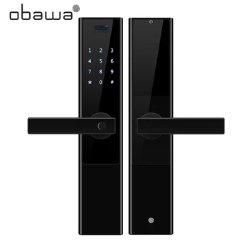 Cerradura de puerta biométrica segura con huella Digital de bloqueo electrónico Obawa con contraseña Digital de pantalla táctil/tarjeta IC cerradura inteligente