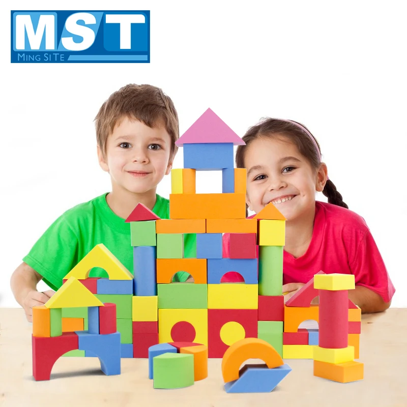 76Pcs Colorful Soft Safe Infant EVA Building Blocks Educational Toys For Children Foam Construction Geometric Shape Games Blocks