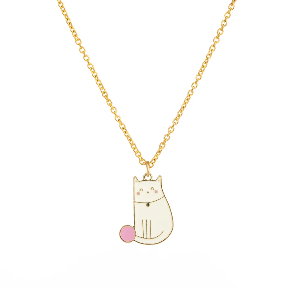 cat Серебряная цепочка Бохо черная кошка большие глаза зеленый дракон любовь кулон ожерелье для женщин подарок для девочек друзья ювелирные изделия аксессуары - Окраска металла: cat