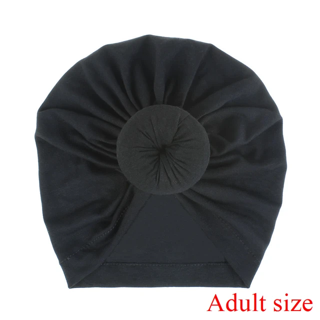 Fashion Mommy and Baby Cotton Round Ball Flower Hat Women Caps Girls Newborn Turban Knot Kids Adult Headwear Hair Accessories 19adult size