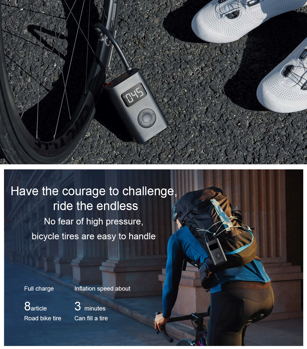 Xiaomi Mijia Inflator Portable 1S 12L MIN LED Smart Digital Tire Pressure Sensor Electric Pump For Bicycle Motorcycle Car Soccer