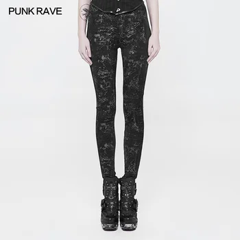 

PUNK RAVE Steampunk Rock Casual Novelty Women Sexy Leggings Gothic Printing Elastic Knitted Skinny Pants Slim Fit Pencil Pants