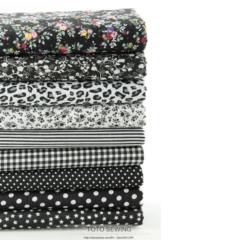 50cmx50cm 9 Designs &quotBlack Set&quot Fat Quarters Bundle Cotton Fabric for Sewing Tolda Scrapbooking Quilting Patchwork Doll W3B5 6|fabric