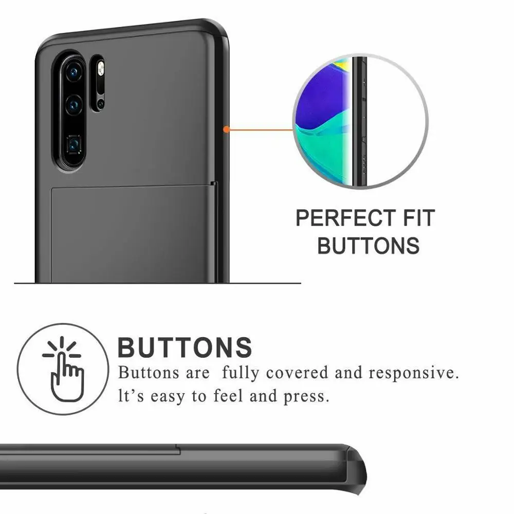 Жесткий Гибридный Прочный бронированный чехол для телефона Huawei P30 Pro кошелек