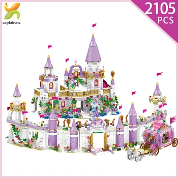 

Princess Windsor Castle Cute Model Building Blocks Friend Carriage Figures Educational City Bricks Toys For Girl Children