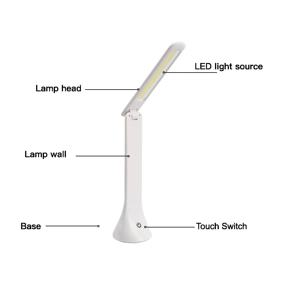 LED Desk Lamp Rechargeable Folding Table Lamp 220V White Bedside Lamp Reading Learning Portable Lights Bedroom Emergency Light