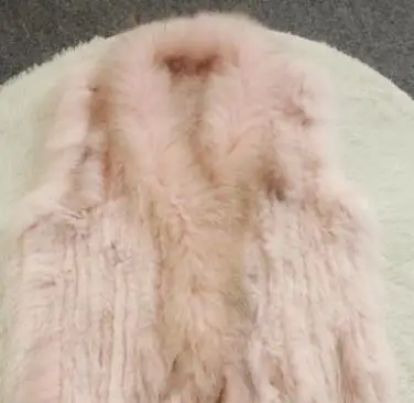 pink Лучшее качество, кроличий мех, толстое вязаное пальто, натуральный мех кролика, куртка, Европейский стиль, меховое пальто - Цвет: pink