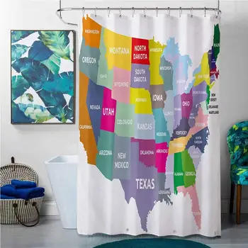 

Shower Curtains elk Map,USA Map with Name of States in America Geography Cartography Theme,Multicolor,W48 x L72 Christmas Scene