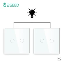 Bseed Mvava Capacitive Touch Switch Luxury 2 Gang 2 Way Stair Switch EU UK Standard Black White Gold In Packs
