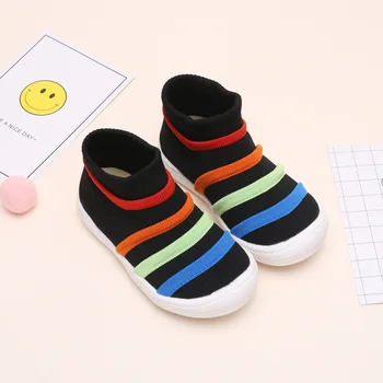 

2019 First Walkers Fashion Infant Kid Baby Boy Shoes Soft Sole Crib Baby Girls Shoe Rainbow Anti-Slip Breathable Casual Sports