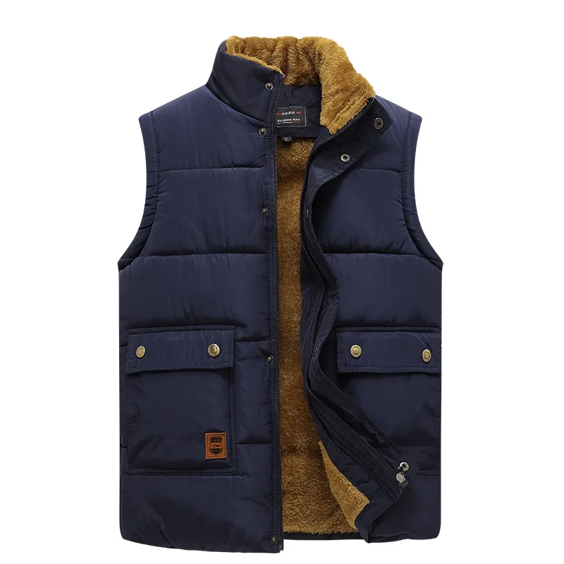 Newest Winter Men Vest Coats Thick Warm Sleeveless Jacket Coats Casual Men Vest Fleece Army Green Waistcoat Big Size 7XL