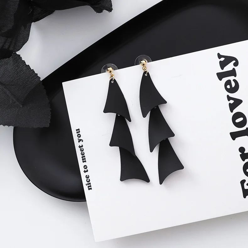 black-14 Minimalist Retro Black Earrings Normcore Collection Japan and Korea Hyperbole Geometric Circle Flower Stud Earrings Female Arete - Окраска металла: black-14