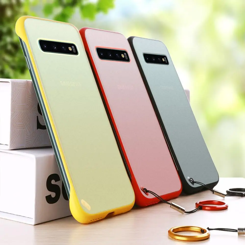 

Cover For Samsung Note 10 Plus S10e S10 Plus S9 S8 Plus Note9 Note 8 S7 Edge Case Luxury Frameless Finger Ring Matte Clear Cases