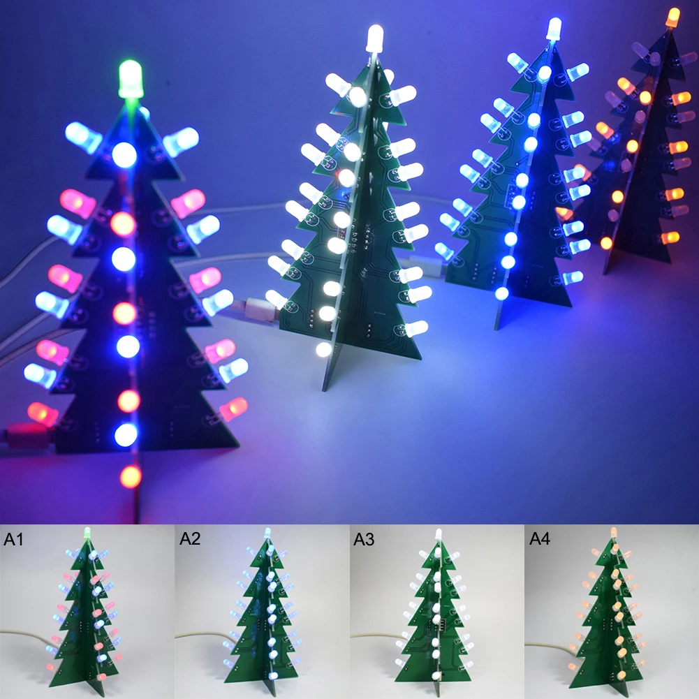 3D Красочные Рождественские елки набор коробка DIY Kit RGB Flash светодиодный комплект цепи Рождественский подарок на год игрушки декор электронный набор для развлечения