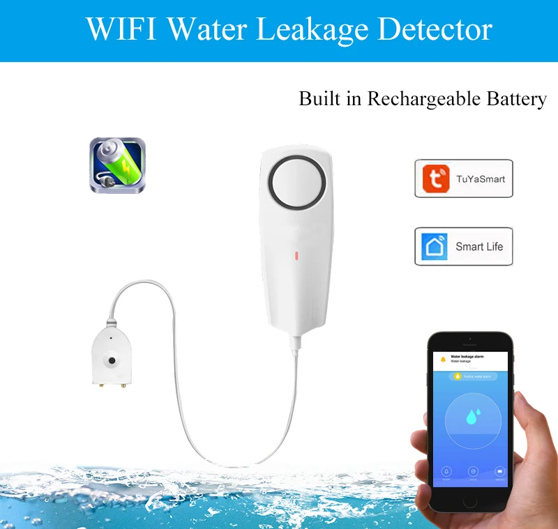 Беспроводной детектор уровня воды датчик утечки переливания WIFI жидкости Tuya Smart APP