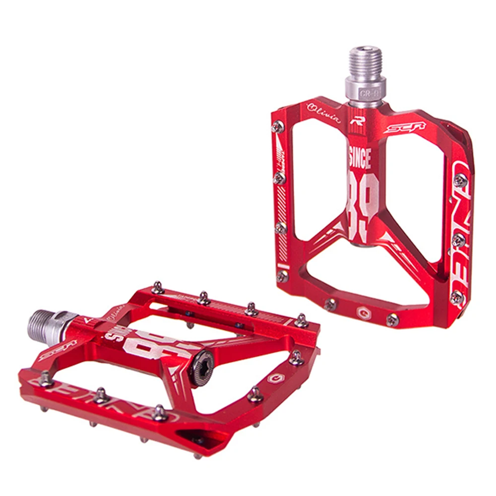 Сверхлегкий Горный велосипед MTB CNC алюминиевый сплав велосипедные педали DU подшипники противоскользящие велосипедные педали запчасти велосипедов - Цвет: Красный