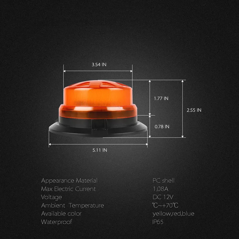 Traffic Light Warning Car Ceiling Safety Flashing 9 30V LED Rotating