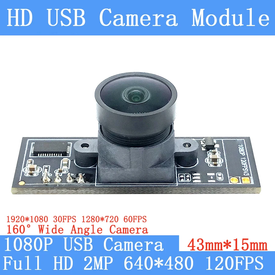 Min HD 2MP 160° Wide angle Surveillance Webcam 1080P MJPEG 120fps High  Speed CCTV Linux UVC Android USB Camera Module - AliExpress