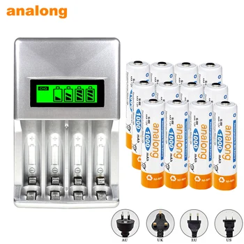 

4 slots battery charger for aa aaa rechargeable battery with 12 pcs aaa batteria nimh 1000mah batteris for caculator