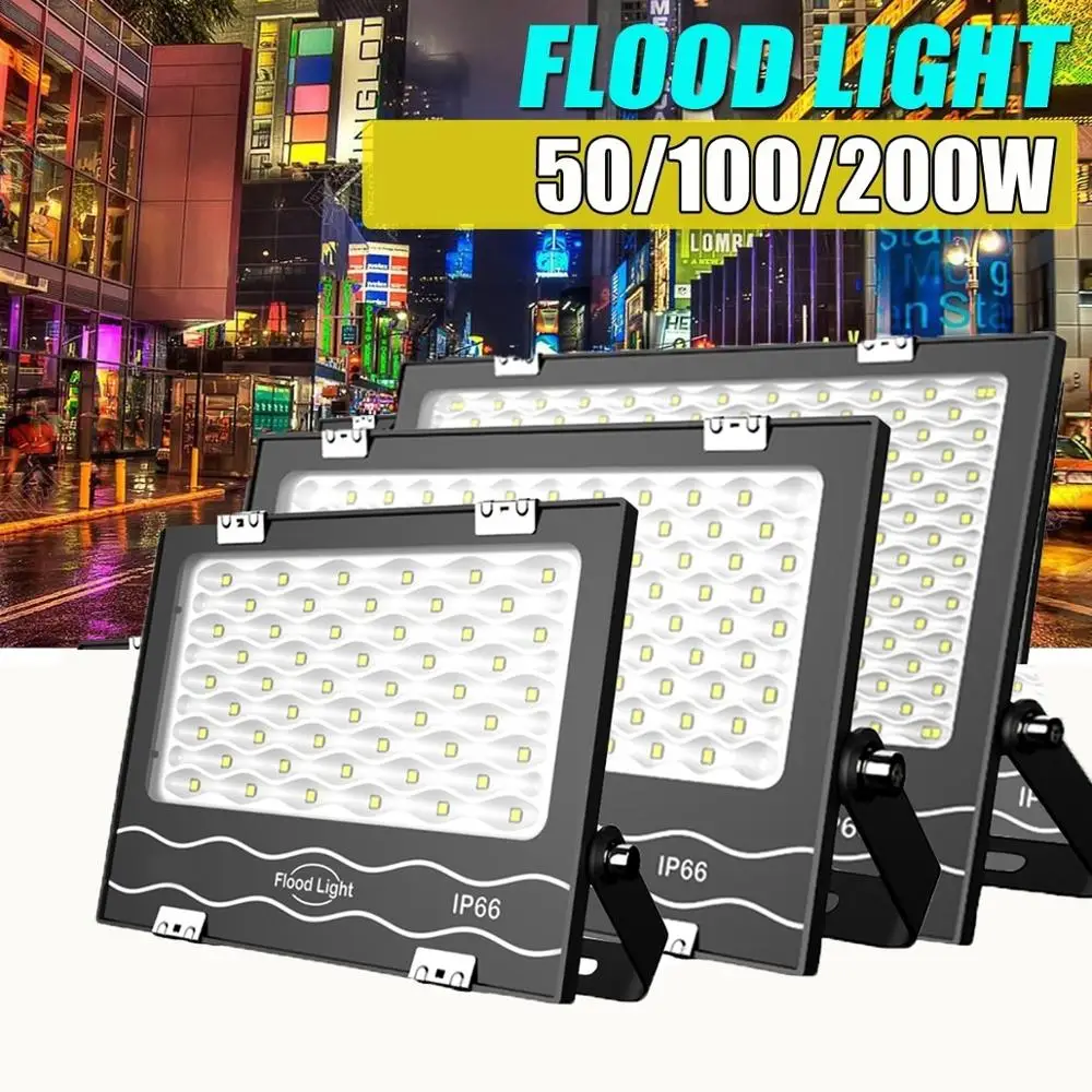 

50/100/200W LED Flood Light IP66 Waterproof 160-250V Outdoor Super Bright Security Lights Floodlight Landscape Wall Lights