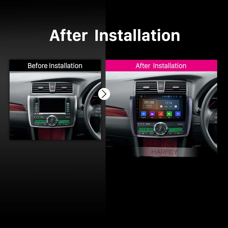 Harfey Android 9,0 gps навигация автомобильное радио для Toyota Allion 2007- 9 дюймов Bluetooth HD сенсорный экран Carplay поддержка DAB