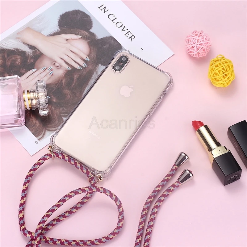 Necklace Crossbody Strap Lanyard Cord Phone Case For Xiaomi Mi 9 Lite Se Mi9 Mi8 6x 5x A3 A2 A1 Soft Tpu Clear Back Cover cool iphone se cases