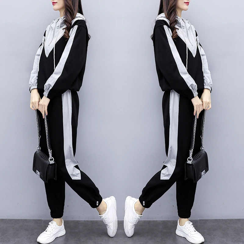 

2020 spring New Casual Tracksuit for Women Two Piece Set Hoodies loose Sportswear 2 Pieces Running Sports Suit
