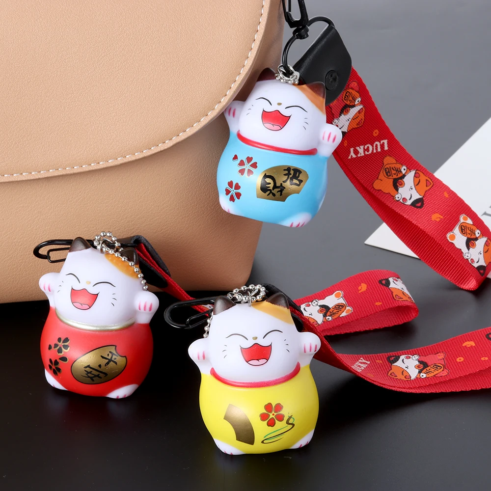 1 шт. Новое поступление милый красный Maneki Neko удача везучий манящий брелок Кот брелок для ключей мультфильм брелок