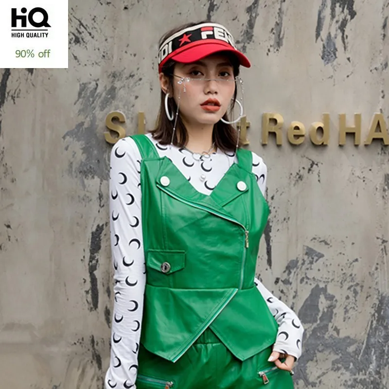 Mode Vrouwen Schapenvacht Sling Mouwloos Vest Slim Fit Motorcycle Biker Echt Lederen Jas Bretels Vest Uitloper Vest Mode Vrouwen Schapenvacht Sling Mouwloos Vest Slim Fit Motorcycle Biker Echt Lederen Jas Bretels Vest Uitloper Vest