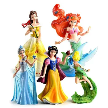 

Disney Mermaid Ariel Snow White Tinker Bell Bella Elsa Princess PVC Model Toy Cartoon Birthday Cake Decoration X5893