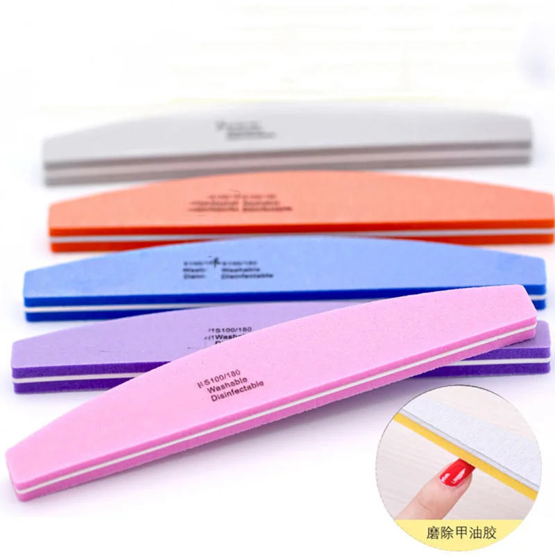 5pcs/10pcs Nail File Sponge Sandpaper Buffs For Nails Sanding Foam 100/180 Nail Files Buffer