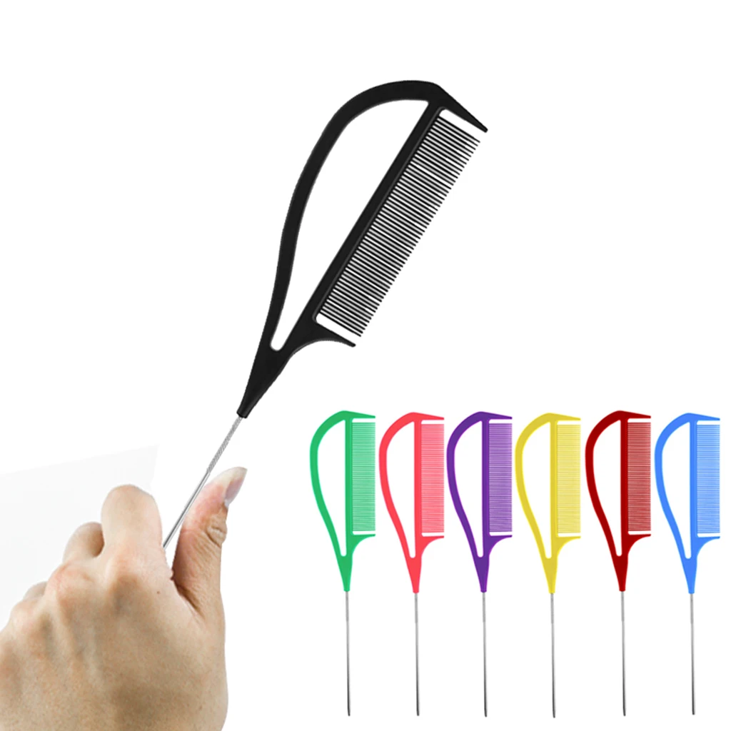 Hairdressers Barbers Metal Pin Tail Comb Rat Tail Comb For Styling 7 Colours Heat Resistant Fine Cutting Highlight Foiling Combs Hairdressers Barbers Metal Pin Tail Comb Rat Tail Comb For Styling 7 Colours Heat Resistant Fine Cutting Highlight Foiling Combs