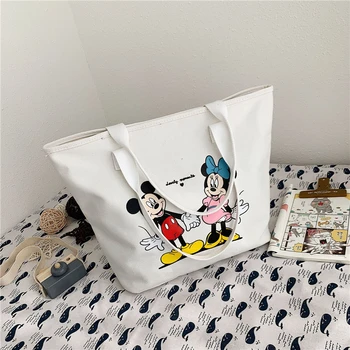 

2020 New Women Shoulder Bag Canves High Capacity Handbag Cartoon Mickey Mouse Shopping Bag Birthday Gift