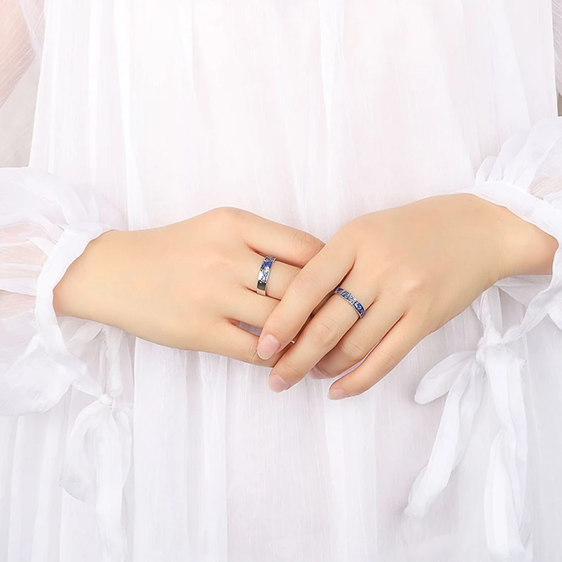 Горячая мода кольца Ван Гог звездное небо покрытием S925 серебро открытый любовник кольцо для женщин мужчин подарок на день Святого Валентина свадебные ювелирные изделия Bohos