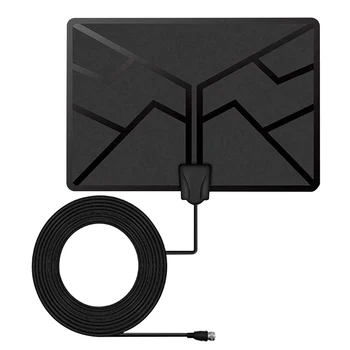 

1080P HD Two Modes 300 Miles Range TV Antenna Digital Aerial Signal Reception Adhesive Black Small Plastic Indoor Easy Install