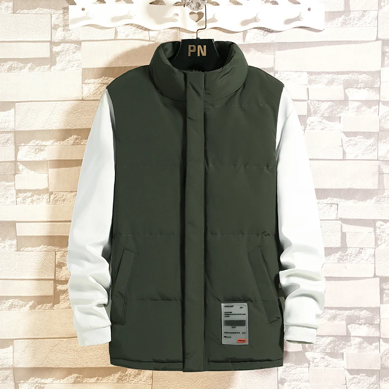 

2021 Autumn And Winter Men‘s Vest Cotton Sleeveless Coat Men Casual Trend Waistcoat Stand Collar Slim Fit Windproof Warm M02