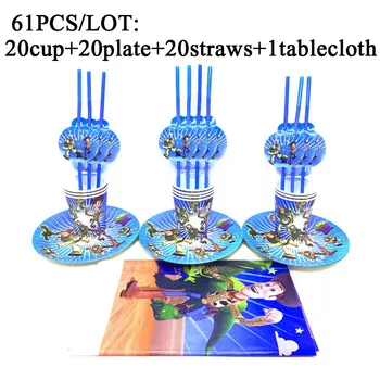 

Disney Toy Story Theme Birthday Party Supplies Decorations Kid Set Disposable Paper Plate Cup Plastic Straw Toy Story Tablecloth