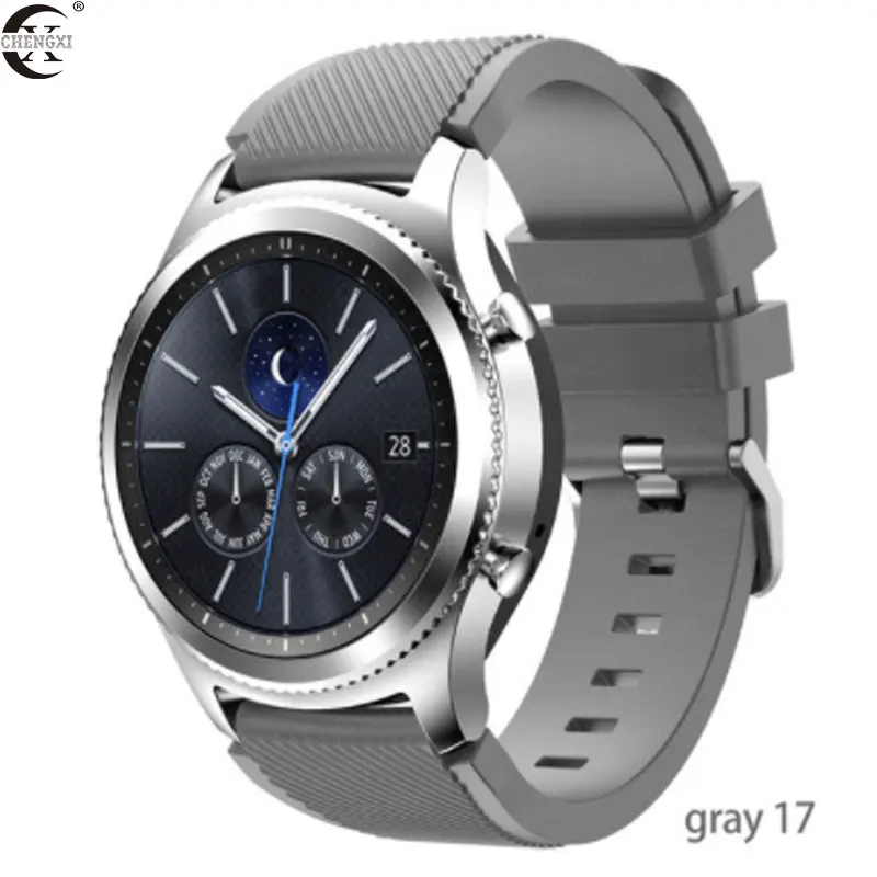 Gray-17 Chengxi для samsung Galaxy ремешок для часов 46 мм 42 мм 22 мм 20 мм силиконовый ремешок для часов huawei watch GT ремешок amazfit bip 47 44 40 active2 - Цвет ремешка: Gray-17