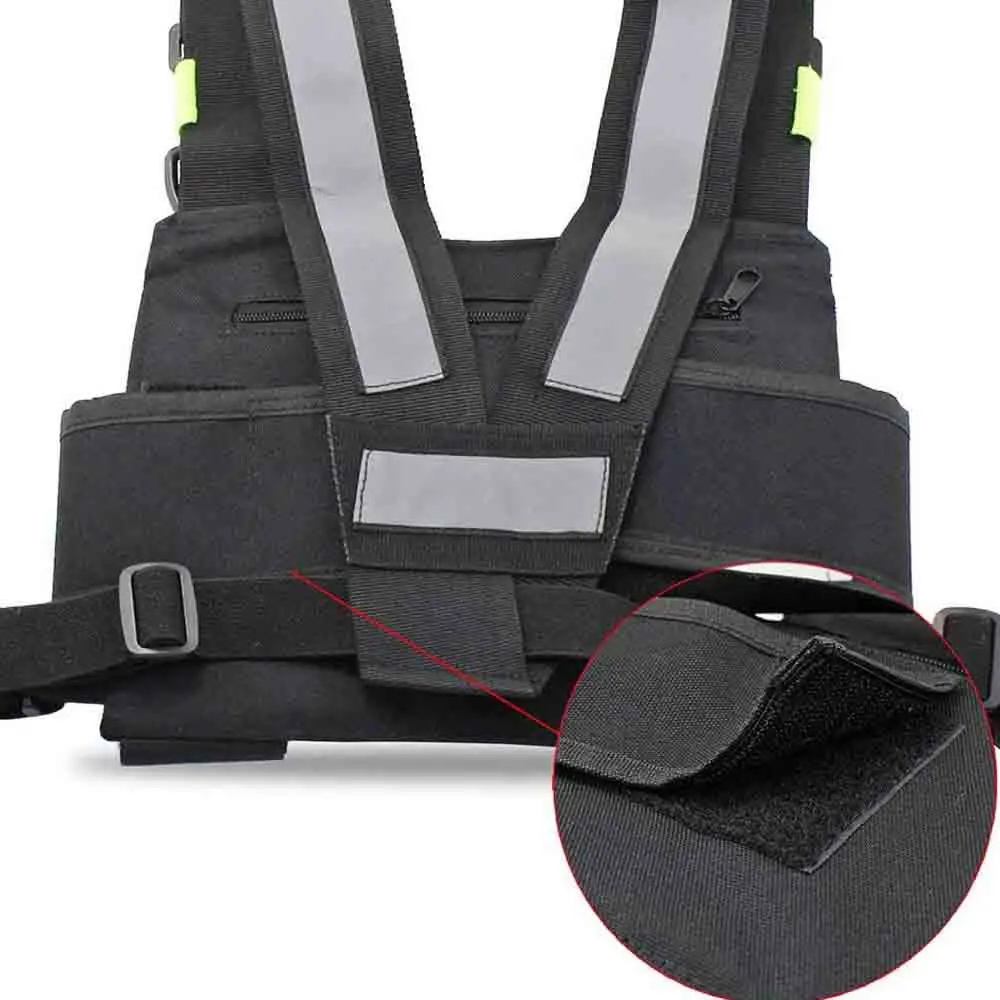 Heavy Duty Work Tool belt Suspender Work tool bag Adjustable black chest Rig Bag with reflective strips tactical vest