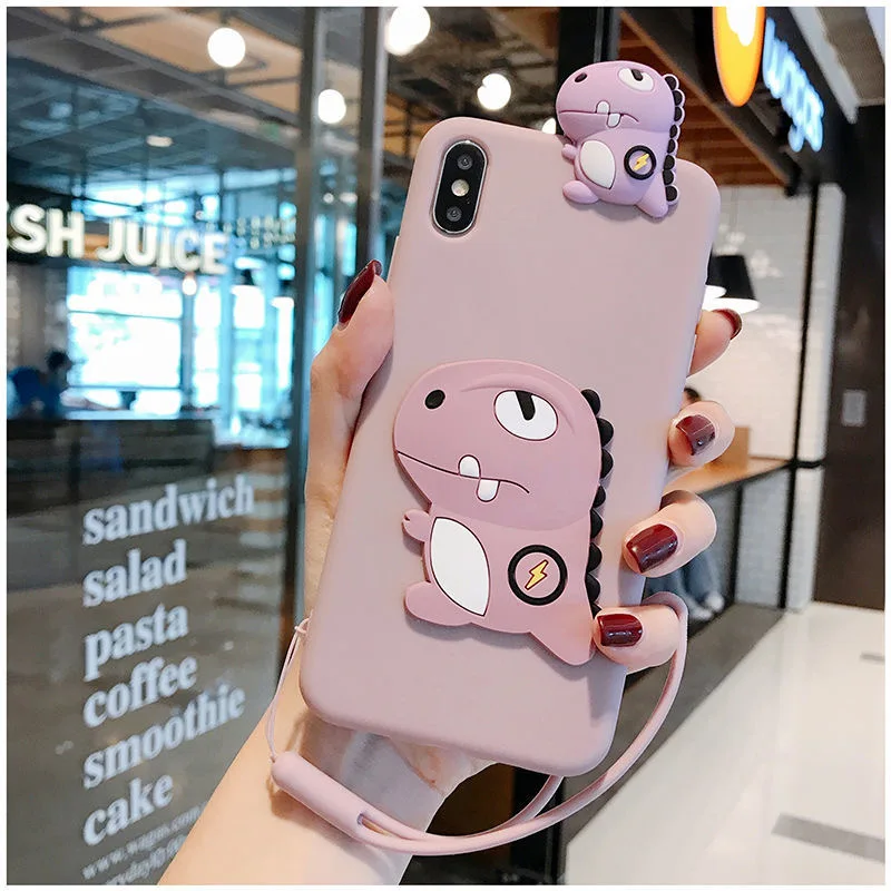 Чехол для iPhone 11 Pro Xs Max XR 6 7 8Plus чехол с динозавром мягкий из ТПУ ремешком